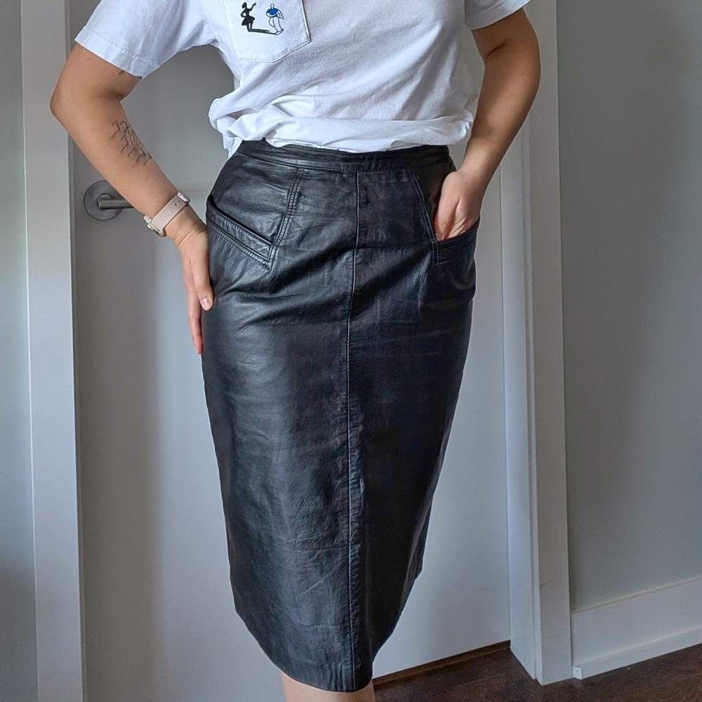 Black Leather Skirt Size M